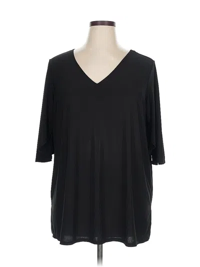 Pre-owned Iman 3/4 Sleeve Top Black V Neck Tops