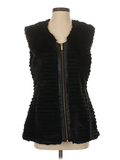 Pre-owned Iman Faux Fur Vest In Black