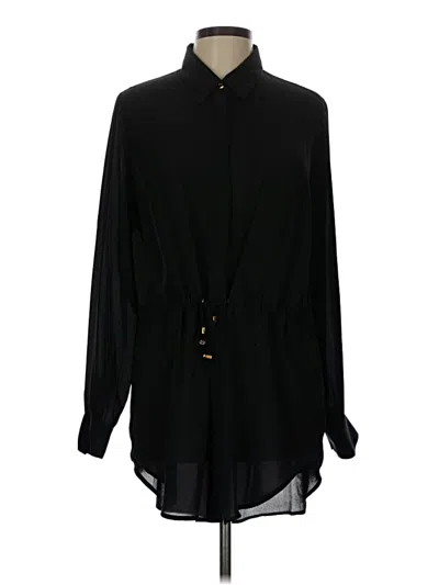 Pre-owned Iman Long Sleeve Blouse In Black