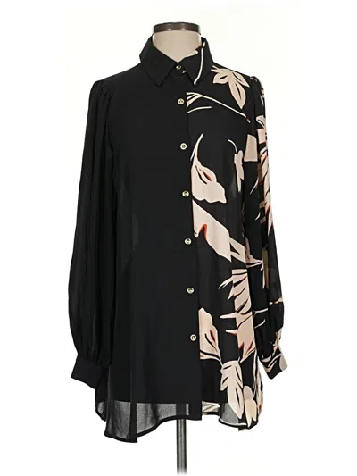 Pre-owned Iman Long Sleeve Blouse In Black