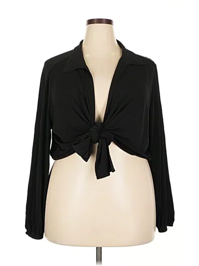 Pre-owned Iman Long Sleeve Blouse In Black