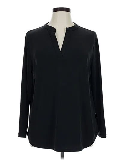 Pre-owned Iman Long Sleeve Blouse In Black