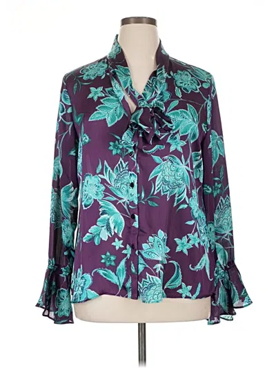 Pre-owned Iman Long Sleeve Blouse In Blue