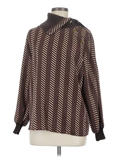 Pre-owned Iman Long Sleeve Blouse In Brown