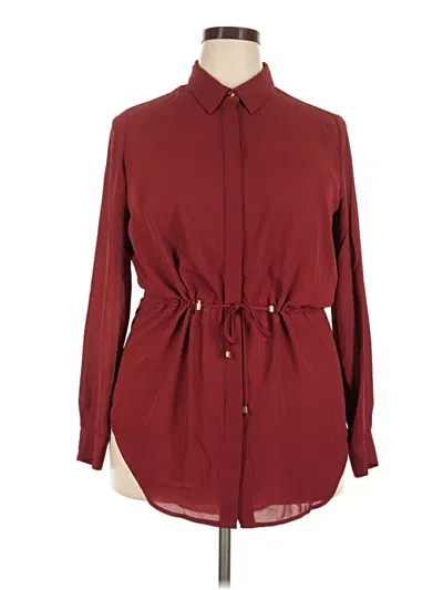 Pre-owned Iman Long Sleeve Blouse In Burgundy