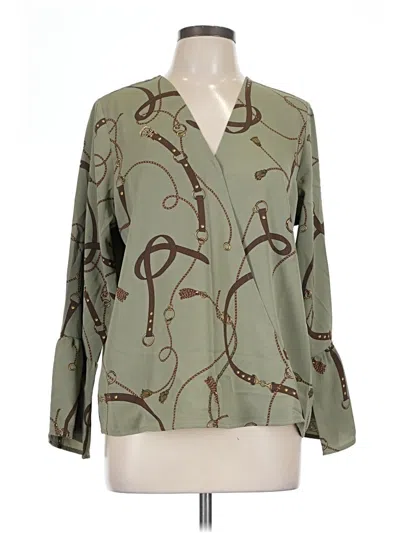 Pre-owned Iman Long Sleeve Blouse In Green