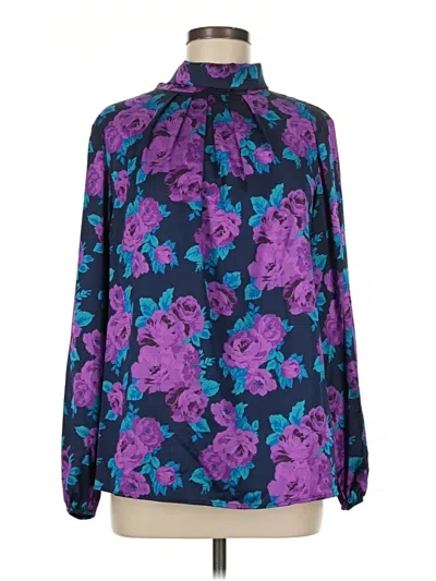 Pre-owned Iman Long Sleeve Blouse In Purple