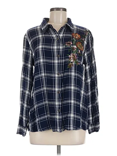 Pre-owned Iman Long Sleeve Button Down Shirt In Blue
