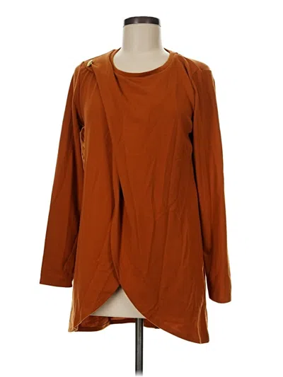Pre-owned Iman Long Sleeve Top Brown Crew Neck Tops