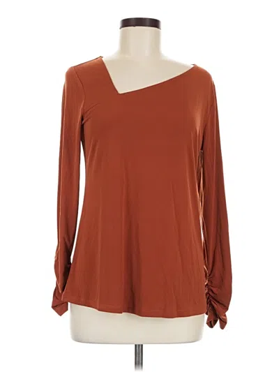 Pre-owned Iman Long Sleeve Top Brown Sweetheart Neckline Tops