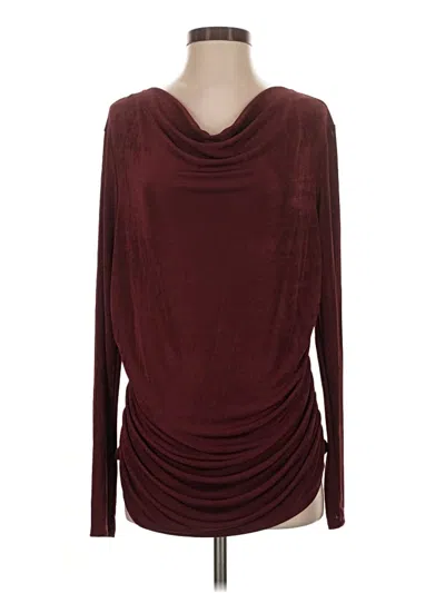 Pre-owned Iman Long Sleeve Top Burgundy Cowl Neck Tops