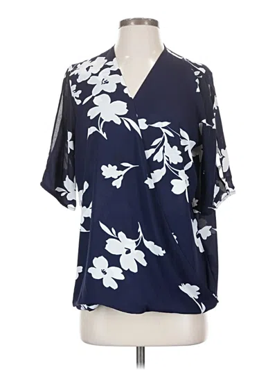 Pre-owned Iman Short Sleeve Blouse In Blue