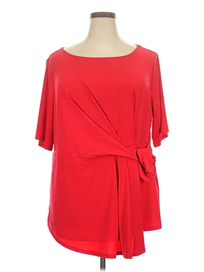 Pre-owned Iman Short Sleeve Blouse In Red