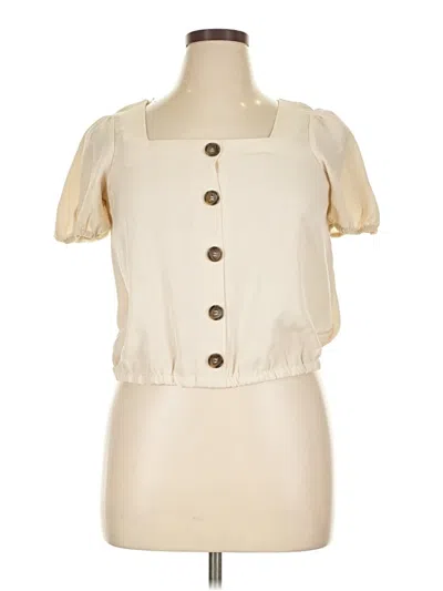 Pre-owned Iman Short Sleeve Blouse In White