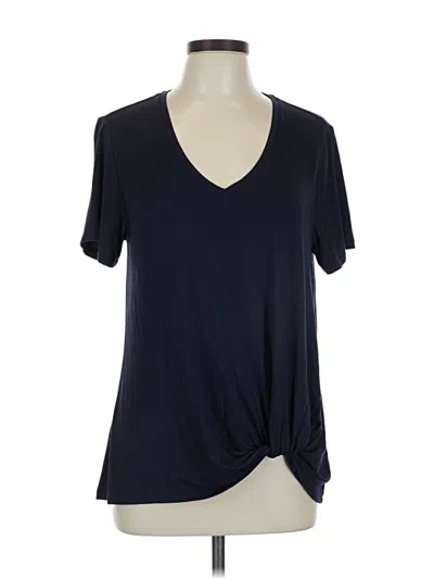 Pre-owned Iman Short Sleeve Top Blue V Neck Tops