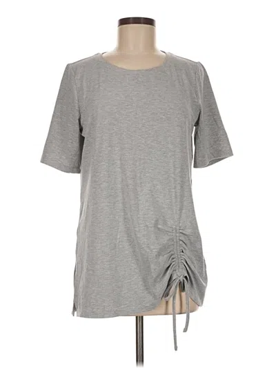 Pre-owned Iman Short Sleeve Top Gray Crew Neck Tops