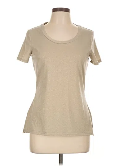 Pre-owned Iman Short Sleeve Top Tan Scoop Neck Tops