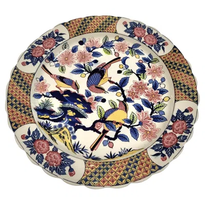 Pre-owned Imari Porcelain Decorative Dish, 41cm Diameter, Japanese Artistry In Sand