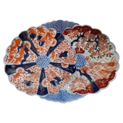 Pre-owned Imari Porcelain Large 19th Century Japanese Imari Oval Platter Charger In Brown