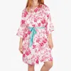 Imbali Charleston Charleston Toile Satin Robe In White/pink