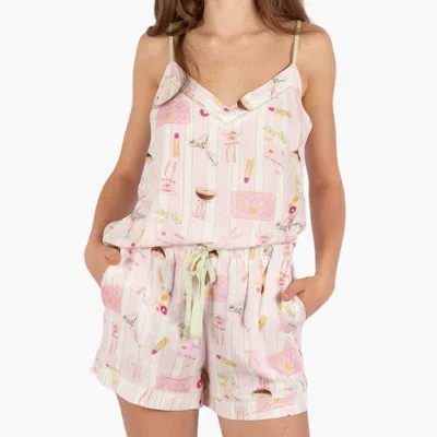Imbali Charleston Girly Things Strappy Camisole Pajama Set In Multi