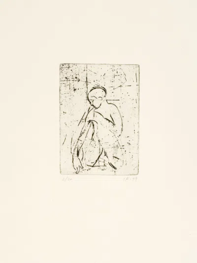 Imelda Ferrer ''niña Dedo En El Agua'' Engraving On Paper, 15'' X 11'' In Neutral