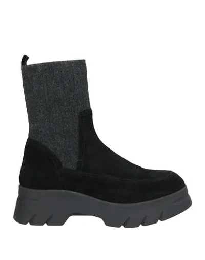 Imma Woman Ankle Boots Black Size 11 Leather, Textile Fibers