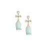 I'mmany London Women's Blue Real Flower Lilian Lily Of The Valley Crystal Bow Flower Drop Pearl Earrings