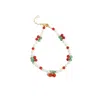 I'mmany London Women's Cherry Pie Gemstone & Freshwater Pearl Bracelet - Red