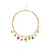 I'mmany London Women's Garden Produce Glass Vegetable Charm Golden Chain Necklace
