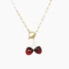 I'mmany London Women's Gold / Red Double Cherry Golden Chain Necklace