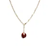 I'mmany London Women's Gold / Red Real Flower Grande Amore Rose Petal & Freshwater Pearl Chain Necklace