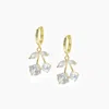 I'mmany London Women's Gold / White Cherry Pie Crystal Cherry Drop Huggie Hoop Earrings
