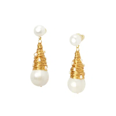 I'mmany London Women's Gold / White Golden Hour Freshwater Pearl Drop Earrings In Multi