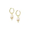 I'mmany London Women's Gold / White Heart Melter Ice Cream Charm Earrings With Detachable Gold Vermeil Hoops
