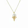 I'mmany London Women's Gold / White Heart Melter Pearl Ice Cream Pendant Necklace