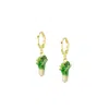 I'mmany London Women's Green Garden Produce Enamel Cabbage Huggie Hoop Earrings