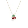 I'mmany London Women's Green / Red Cherry Pie Crystal Cherry Pendant Necklace In Multi