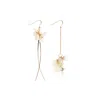 I'mmany London Women's Neutrals Real Flower Savill Lace Hydrangea Asymmetric Drop Earrings In Multi