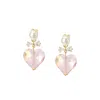 I'mmany London Women's Orange Whisper Of Heart Crystal Bow & Faceted Heart Drop Earrings In Orange
