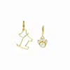 I'mmany London Women's Pawsitive Golden Terrier And Pearl Paw Mixmatch Drop Earrings