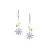 I'mmany London Women's Pink / Purple Garden Tales Crystal Daisy Drop Earring With Pave Hoops, Lilac