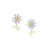 I'mmany London Women's Pink / Purple Garden Tales Crystal Daisy Sterling Silver Stud Earrings, Lilac