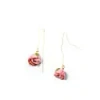 I'mmany London Real Flower Bella Rosa Pink Rosebud 18k Gold Vermeil Threader Earrings In Threader