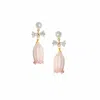 I'mmany London Women's Pink / Purple Real Flower Lilian Lily Of The Valley Crystal Bow Flower Drop Pearl Earrings -