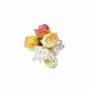 I'mmany London Women's Pink / Purple Real Flower Queen Anne Triple Rosebuds And Pearls Open Ring