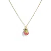 I'mmany London Women's Pink Real Flower Ingrid Chain Necklace With Rosebud, Crystal & Pearl Pendants In Pink