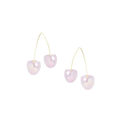I'mmany London Women's Purple Iridescent Double Cherry Drop Earrings - Lilac