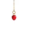 I'mmany London Women's Red Strawberry Fields Golden Chain Necklace With Detachable  Jumbo Glass Strawberry Pendant