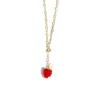 I'mmany London Women's Red Very Berry Chain Necklace With Lampwork Glass Raspberry Pendant In Red